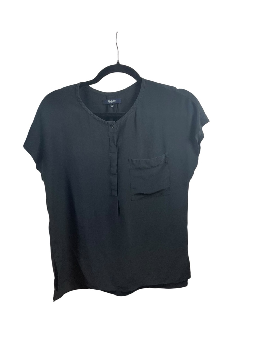 Madewell Black Short-Sleeve Pocket Blouse